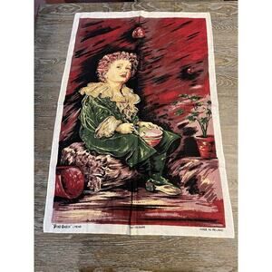 NWOT Vintage Tea Towel Kitchen Souvenir Irish Cabin Victorian Boy A32-9 #